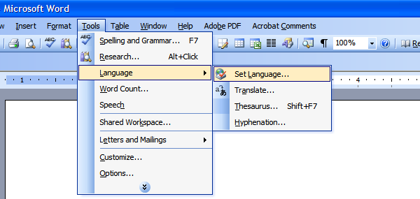 How to Set The Language in Microsoft Word?