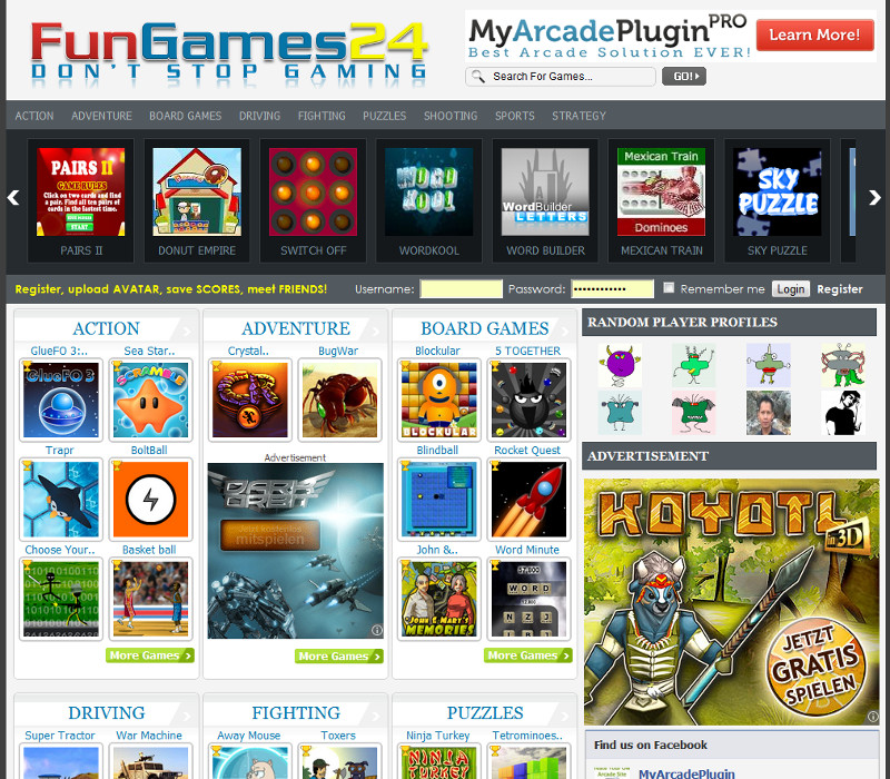 create an arcade games website, tournament game, game website, and online  game