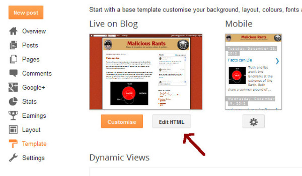 Blogger Template HTML
