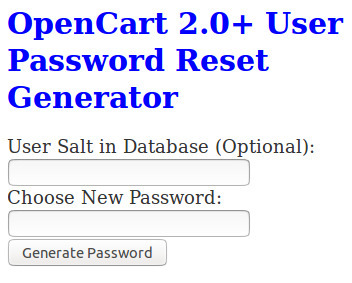 Open-Cart-Password-Generator