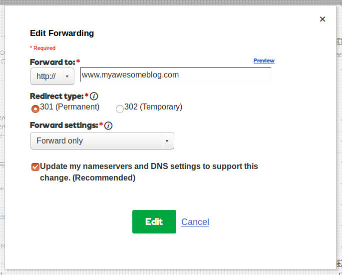 Godaddy Domain Forwarding