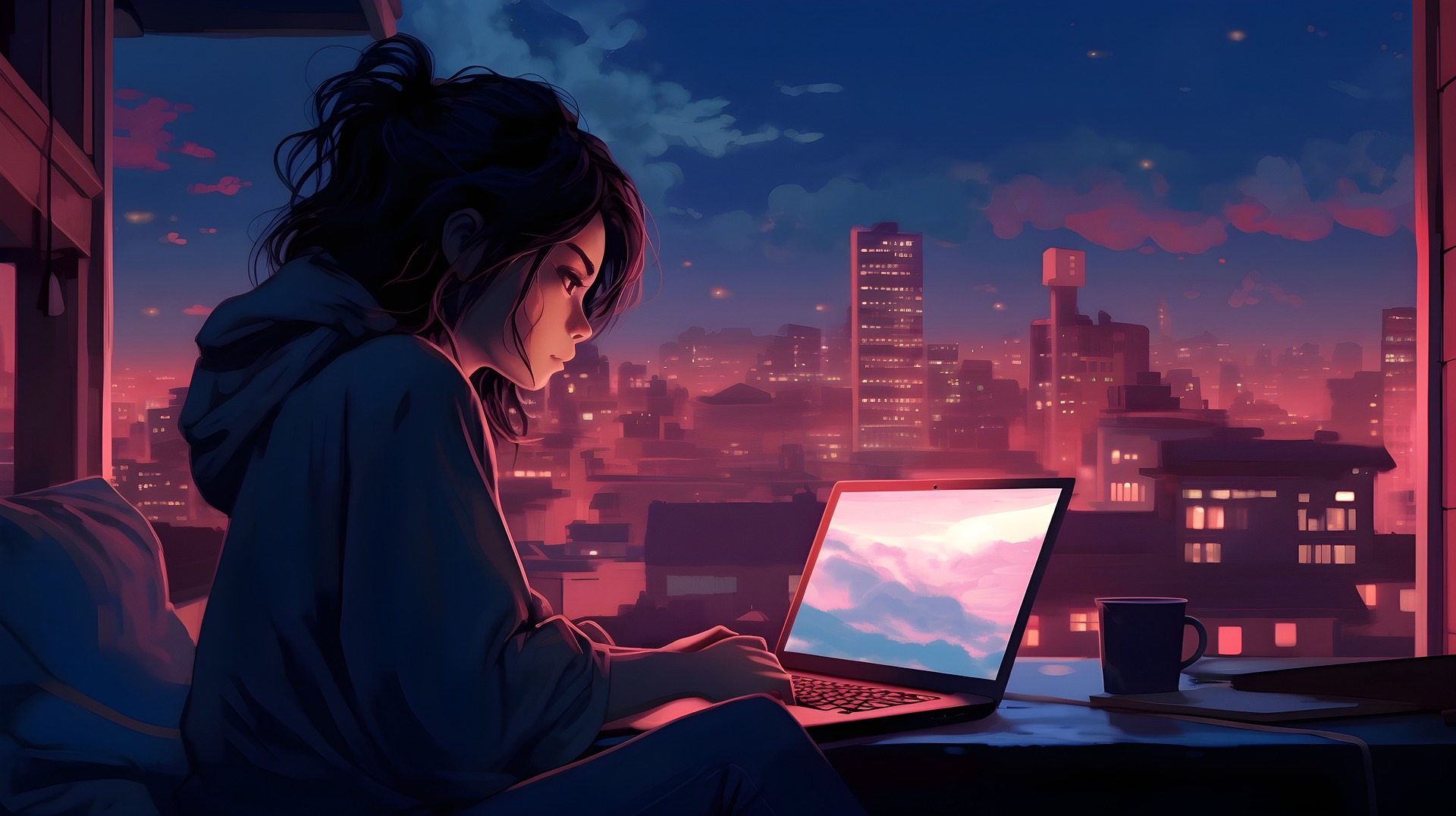 Girl Working on Laptop